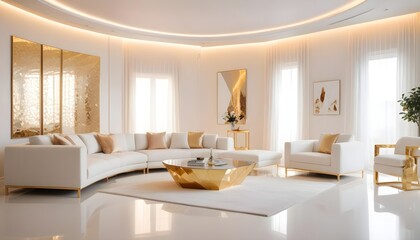 white and gold theme modern interior
