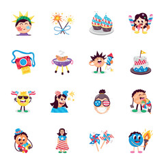 Bundle of USA Independence Day Flat Stickers 

