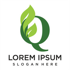 Fototapeta premium Letter leaf logo design simple concept Premium Vector