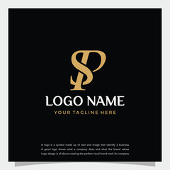 Fototapeta premium Simple logotype abstract logo initial SP or PS monogram template