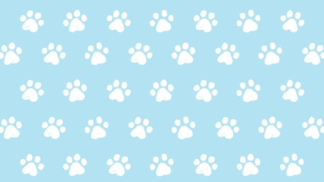 手描きの肉球イラストのパターン背景セット（4色セット・6秒ループ）