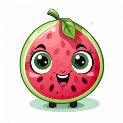 Obraz premium cute watermelon mascot isolated on a white background 