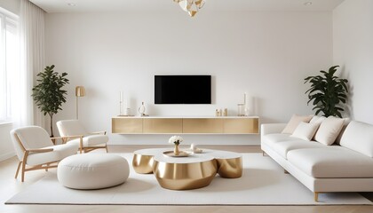white and gold theme modern interior