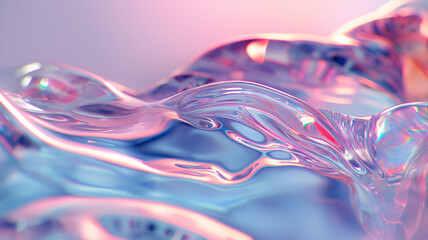 Abstract fluid iridescent holographic neon curved wave in motion colorful background 3d render. Gradient design element for backgrounds, banners, wallpapers, posters and covers.