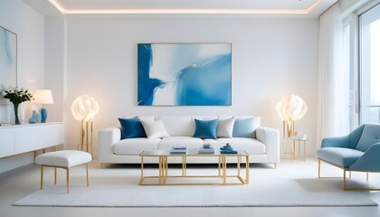 white and gold theme modern interior