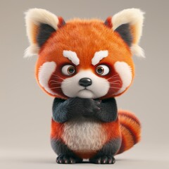 Fototapeta premium Cute cartoon character of red panda Ailurus 3D
