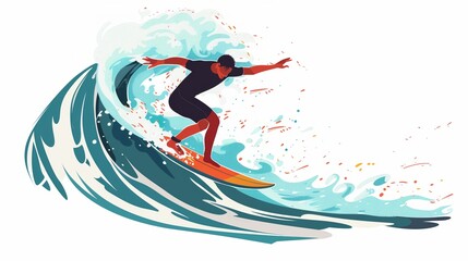 Vector Illustration Surfer Surfing With