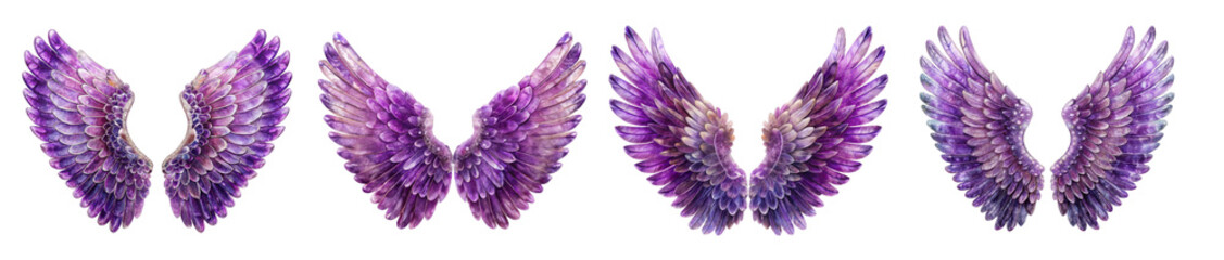 Collection of Amethyst Angel Wings in Various Shades of Purple