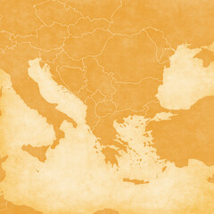 Naklejka premium Ocher blank map of Balkans