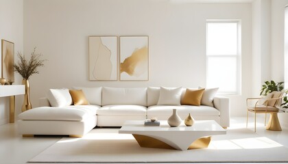 white and gold theme modern interior