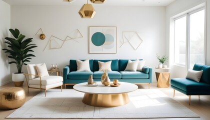 white and gold theme modern interior