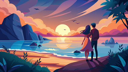 lovers-on-the-shore-sunset-on-the-ocean