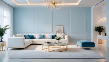 white and gold theme modern interior