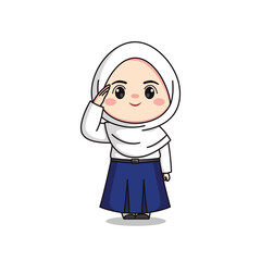 indonesian junior high school student cute hijab girl character