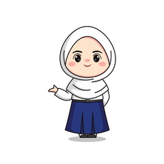 indonesian junior high school student cute hijab girl character