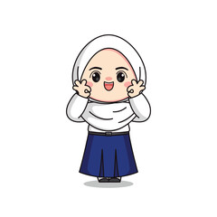 indonesian junior high school student cute hijab girl character