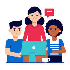 Student in computer classroom