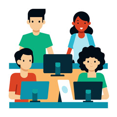 Fototapeta premium Student in computer classroom