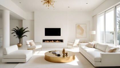 Fototapeta premium white and gold theme modern interior