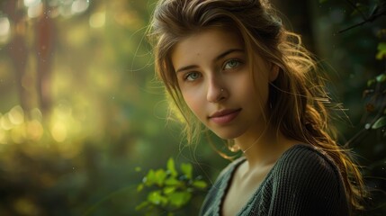 Naklejka premium Beautiful Girl Captured Outdoors