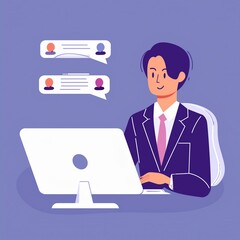 パソコン作業中の男性