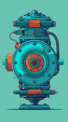 electric motor flat design top view theme engineering cartoon drawing colored pastel