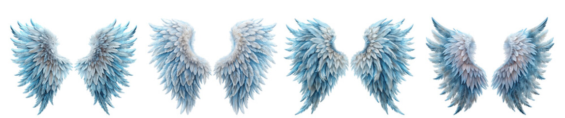 Obraz premium Collection of Frosty Angel Wing Illustrations with Icy, Stylized Designs