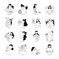 Set of Mom Day Doodle Mini Illustrations

