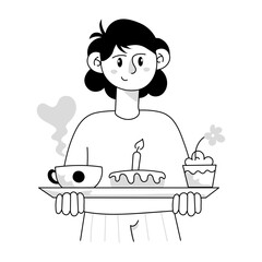 Check out doodle mini illustration of serving breakfast 

