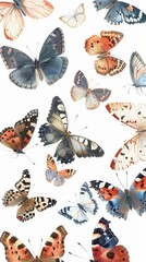 Collection of artistic illustration of beautiful butterfly