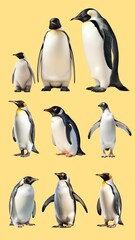 Penguin animal element set