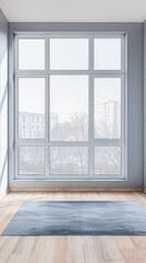 Fototapeta premium Window in an empty room with neutral tones. Home interiors with copy space.