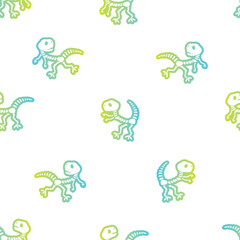 Vector dinosaur skeleton pattern on white
