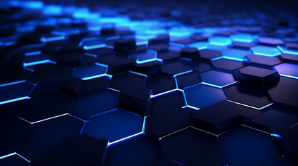 Obraz premium Abstract Blue Glowing Hexagonal Pattern Technology