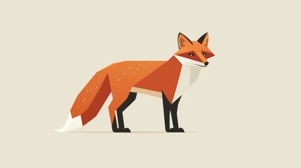 Obraz premium An engaging and natural representation of a fox in a flat 2d style
