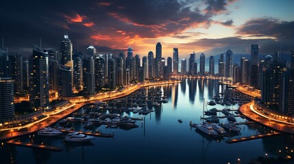 Obraz premium Dubai Marina full view at sunset moment