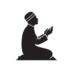 Muslim Praying silhouette. praying symbol illustration