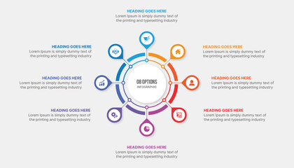 Circle Infographic Template Design With 8 Steps, Process Workflow Diagram