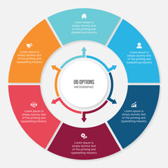 Circle Infographic Template Design With 6 Steps, Process Workflow Diagram