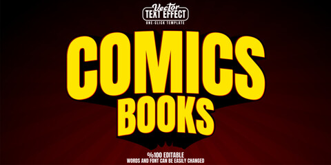 Comic editable text effect, customizable book and cartoon 3d font style