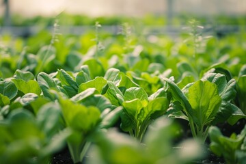 Obraz premium Genetically Modified Lettuce Plants Thriving in a Controlled Greenhouse Environment