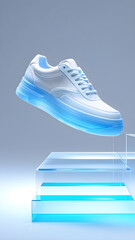 Light white sneakers mockup shoe store concept