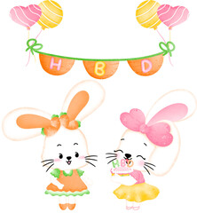 Fototapeta premium bunny happy birthday 