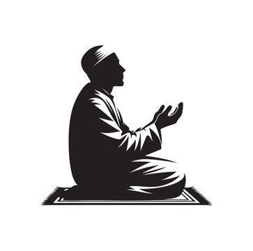 praying muslim man silhouette on prayer rug clip art preview