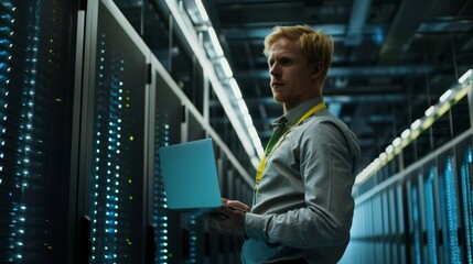Fototapeta premium The Technician in Data Center