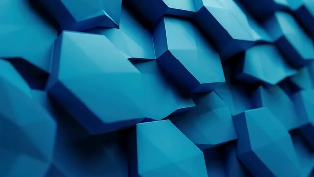 Blue wall with pattern of blue hexagons