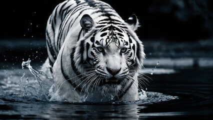Majestic White Tiger in Water