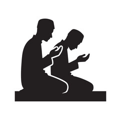 Muslim Praying silhouette. praying symbol 
illustration