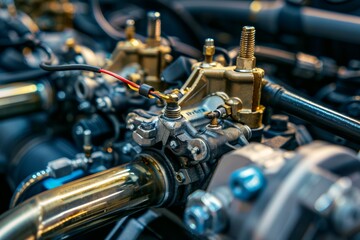 Fototapeta premium Close-Up of Car's Brake Lines and Fittings Emphasizing Inspection and Maintenance Importance