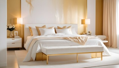white and gold theme modern interior